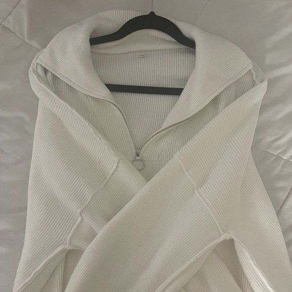 cozy white quarter zip - Picture 3 of 4